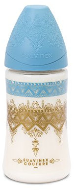 Suavinex Biberon ETHNIC 150ml SILICONE ROND Débit Lent - Turquoise