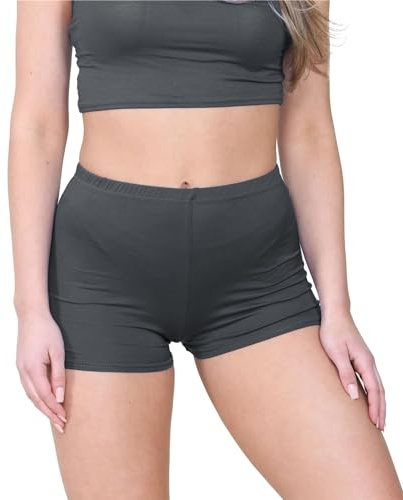 janisramone® Stretchy Hot Pants Chic Mini Gym Shorts for Women UK Charcoal
