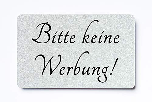 2x Bitte keine Werbung magnetisch und selbstklebend Aufkleber Tür Schild Türschild Briefkasten Briefkastenschild Haus Praxis Büro Geschäft silber (1)