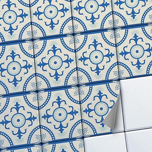 CREATISTO Fliesenaufkleber Fliesenfolie Mosaikfliesen - Hochwertige Aufkleber Sticker für Fliesen I Stickerfliesen - Mosaikfliesen für Küche, Bad, WC Bordüre (20x25 cm I 24 -Teilig)