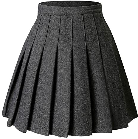 Hoerev Frauen Mädchen vielseitig Plaid gezauter Rock mit Shorts für kaltes Wetter,Dunkelgrau,EU 42