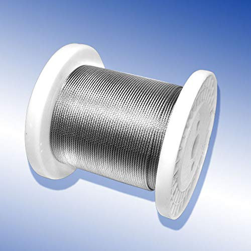 Cable de alambre de acero inoxidable, diámetro = 5,0 mm, 125 metros, 7 x 7, cable de acero inoxidable A4, cable de acero inoxidable V4A