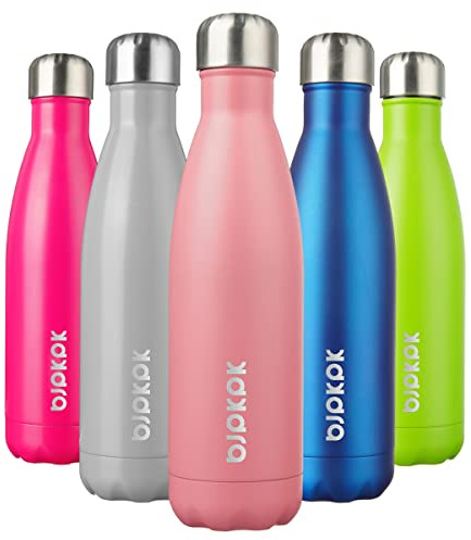BJPKPK 17oz Insulated Stainless Steel Water Bottles,Sports Water Bottles Keep Cold for 24 Hours and Hot for 12 Hours,BPA Free for Travel,Light Pink