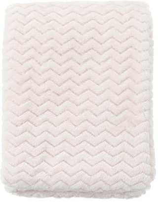 CREVENT Kuschelige, Flauschige, warme Fleece-Decke für Mädchen und Jungen, für Kinderbett, Kinderwagen, 75 x 100 cm, gewellt, Elfenbein/Weiß