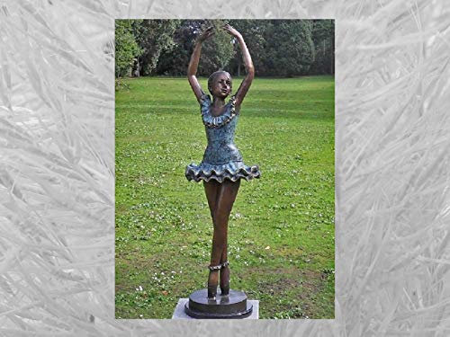 IDYL Bronze-Skulptur Ballerina | 135x38x36 cm | Klassische Bronze-Figur handgefertigt | Gartenskulptur oder Wohnbereich-Dekoration | Hochwertiges Kunsthandwerk | Wetterfest