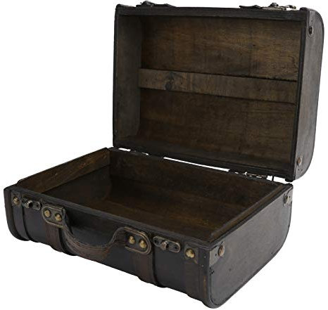 Vintage Holz Koffer Große Kapazität Fester Griff Holz Aufbewahrungsbox Studio Dekoration Schaufenster Fotografie Requisiten Koffer 9,4 X 6,8 X 4,7 Zoll