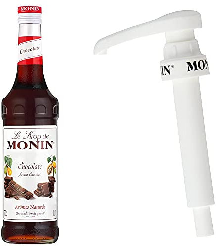 MONIN Premium Chocolate Syrup 700 ml & 10 ml pump for 1 L PET and 25 cl MONIN Premium Syrup bottles