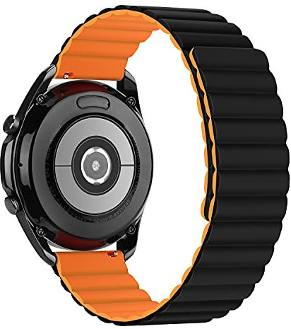 Tasikar 22mm Armband Kompatibel mit Samsung Galaxy Watch 3 45mm/Huawei Watch GT2 46mm/GT3 46mm Armband, Silikon Magnetverschluss [Doppelseitig Tragbar] Uhrband für Galaxy Watch 46mm (Orange-Schwarz)