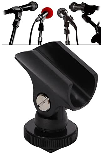 Flexibler Mikrofonhalter, 1,95 Cm Mikrofon-Clip-Halter Kunststoff-Mikrofon-Clip-Ständer mit Blitzschuh und 1/4 Zoll Schraubenloch für DSLR-Kamera