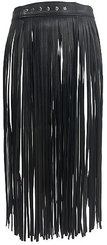 ZUYPSK Damen Flapper Rock Leder Gürtel Quaste Röcke Kunstleder Hip-Hop Punk Gurt für Rock Kleid Fasching Party Kostüm (L, Schwarz)