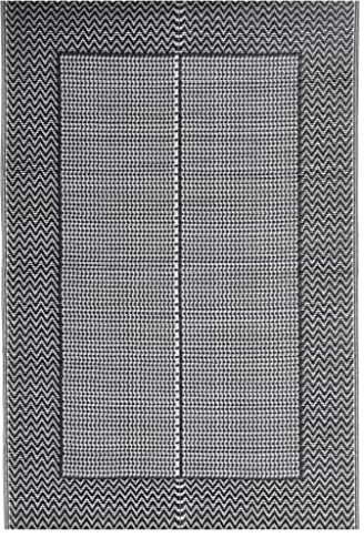 vidaXL Outdoor Teppich Doppellagiges Jacquard-Muster Balkon Terrasse Garten Außenteppich Balkonteppich Gartenteppich Terrassenteppich Schwarz 140x200cm PP