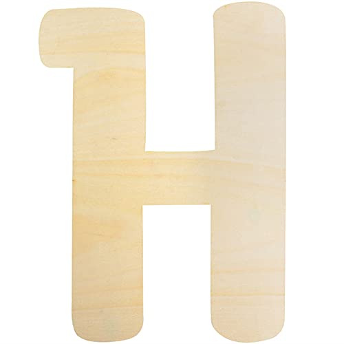 Unfinished Wood Letters H, 12 Inch Capital Alphabet for DIY Crafts Painting | 30cm tall 5mm thick smooth boards, easy to dye for nursery wall hanging decor, spelling names for kids bedroom decoration
