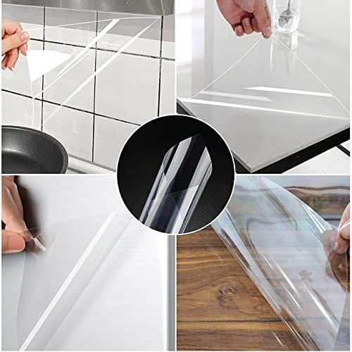 DG Catiee Transparent Adhesive Film Clear Kitchen Wall Protection Film Waterproof Oilproof Splash Guard Film for Kitchen Countertop Table (60 * 100cm)
