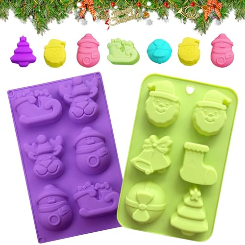 Weihnachten Silikonform, 2 PCS Silikon Gießform Weihnachten Baum Schneeflocke Formen Silikon Backformen Weihnachts Silikonformen,für Weihnachten Süßigkeiten Kekse Schokolade Muffins Cupcakes Eiswürfel