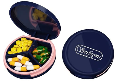 Serfeymi Tablettenbox 3 Fächer Pillendose Wasserdichte Medikamentenbox Pillenbox für Reise & täglichen Fächern für Medikamente,Vitamine, Fischöl,Nahrungsergänzungsmittel usw