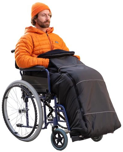 novely® OWEN Fußsack Rollstuhl Soft Fleece Schlupfsack Rollstuhlsack Erwachsene Thermofußsack Winter Farbe: 01 Schwarz