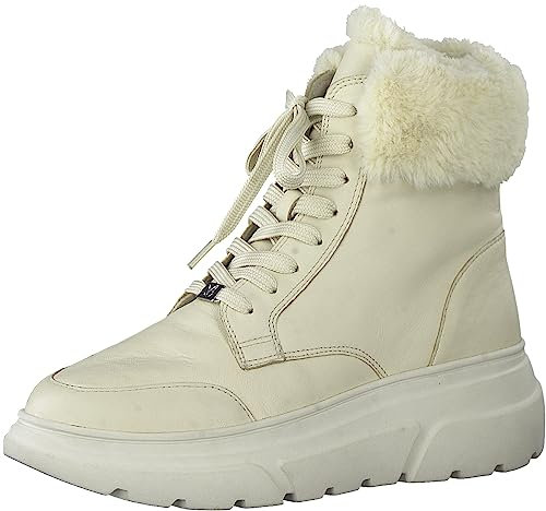 CAPRICE Damen Sneaker hoch mit Fütterung Memotion aus Leder Fell Weite G, Elfenbein (Offwhite Soft), 40 EU
