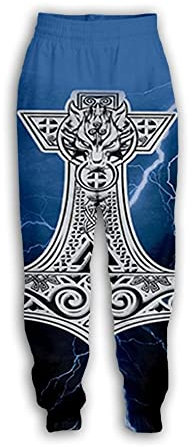ALPTEC Viking Sweatpants Joggers Lounge Pants Thor's Hammer Pattern Track Pants 3D Print Gym Pants For Men With Pockets (Color : Thor's Hammer, Size : XL)