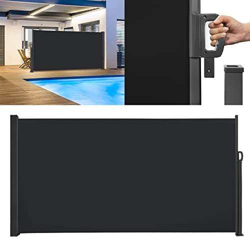 YZNAHRE Seitenmarkise Ausziehbar Seitenwandmarkise, 200x300cm Sichtschutz Markise, UV-Schutz Wasserbeständig Sichtschutzwand für Balkon Garten und Terrasse, Anthrazit