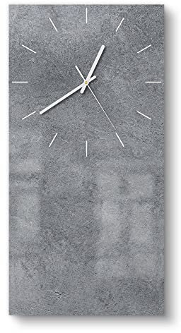 DEQORI Glasuhr | horizontal 30x60 cm | Motiv Betonstruktur im Detail | große XXL Design Uhr aus Glas | leise Wanduhr für Wohnzimmer & Küche | Moderne Hingucker Uhr für die Wand