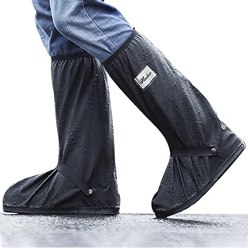 Ojostern Schuhüberzieher Wasserdicht Mehrweg Überzieher Schuhe Regenschutz Schuhe Überschuhe mit Gummisohle für Fahrrad Wandern für Herren und Damen Schwarz 36-37