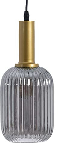 BigBuy Home Lámpara de Techo Cristal Gris Dorado Metal Hierro 220 V 240 V 14 x 14 x 32 cm