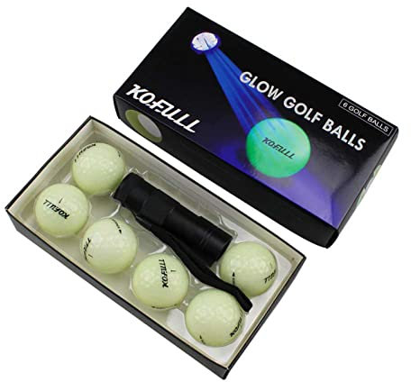 Rianpesn Nachtgolfball - 6-teilige leuchtende, superhelle, leuchtende Golfbälle,Leuchtende, langlebige, Wiederverwendbare Fluoreszierende Bälle für Golfsportspiele für Nachtsport im Innen