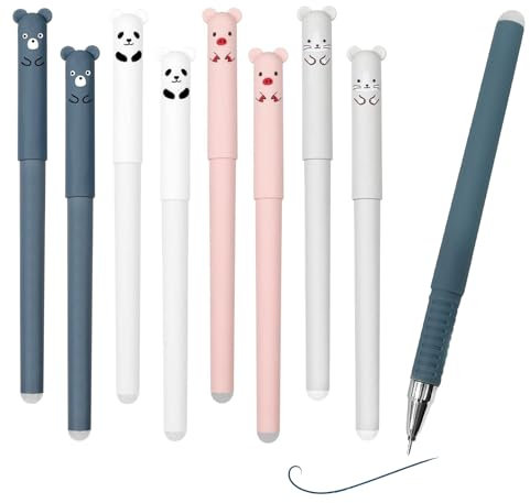CHEVVY 20Stk. Cartoon Stift Radierbar Löschbaren Gelstiften Lustige Stifte Stifte mit Tierkopf Lustige Kugelschreiber Radierbarer Kugelschreiber für Kinder Studenten Blaue Tinte