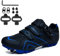 NGARY Fahrradschuhe MTB Herren, Mountainbike Schuhe kompatibel mit SPD 2 Schrauben mit Cleats, Unisex Radsportschuhe Draussen,Black Blue,47 EU
