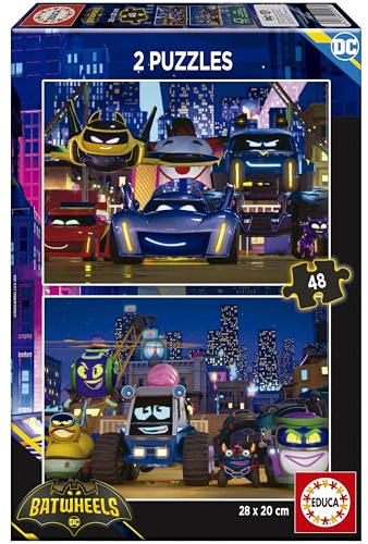 Educa Bathwheels 2 Cardboard Puzzles with 48 Pieces with the Pictures of Batwheels, Fun Double Game for Boys and Girls from 3 4 5 6 Years (20107), Varié