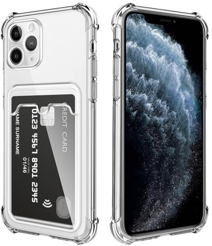 DEVASO Coque pour iPhone 11 Pro avec Porte Cartes, Souple TPU Silicone Transparente Protection de la Caméra Étui Portefeuille Lentille Anti-Rayures Carte Housse