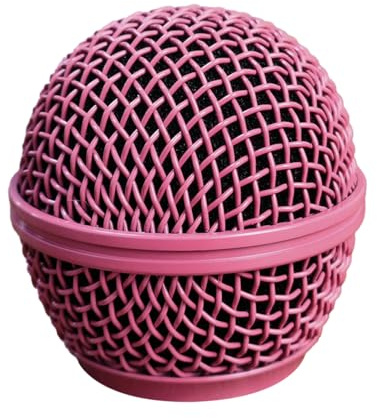 Microphone Head Replacement, Grille Mic Ball Replacement with Inner Foam, Fits for SM58 (Pink, 1 pcs)