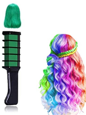 Temporärer Haarfärbekreidekamm - ohne Tierversuche, Haarkreide for dunkles Haar, temporärer Haarfärbekreidekamm for Partys, auswaschbare Haarkreide for Mädchen im Alter von 4 5 6 7 8 9 10 Jahren, Neuj