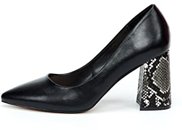 Rio Fiore Scarpe con Tacco, Décolleté Donna, Nere, 8 cm Tacco Largo, Pelle Sintetica, Scarpe Eleganti, Сomodi Tacchi Nere, DL983-0716-15 (Black PU, 37 EU)