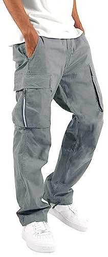 Pantaloni Cargo Da Uomo Elasticizzati - Da Lavoro Con Tasche Con Cerniera, Vestibilità Ampia, Da Combattimento Leggeri, Elasticizzati in Vita