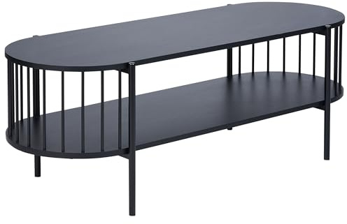 Beliani Low TV Stand table Mid-Century Modern 119 x 40 cm Black Oreana