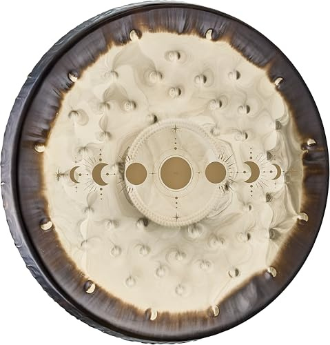 Sonic Energy 22 Zoll Soundscape Gong, Moon Phases (SGMP22) | 55 cm im Durchmesser, in Deutschland gefertigt, Mondphasen Symbol, inkl. Tasche, Handle und Handschuhe, Neusilber