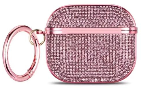 JRCYVTA Schutzhülle für AirPods 4, glitzernde Diamanten, bunt, glitzernd, glänzend, niedlich, für AirPods4, für Mädchen und Frauen, luxuriöse Haut (Rose Pink Sparkling)