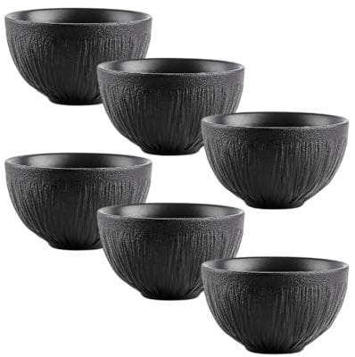 Wilmax - Bol en porcelaine - 250 ml - lot de 6 - Saladier - Bol noir pour snacks, salades, à fruits, à céréales - Élégant et résistant aux rayures - Idéal comme cadeau