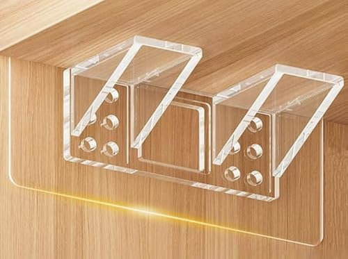 Lunaanda Regalbodenträger Selbstklebend,8 Stück Transparente Regalstützen,Doppelreihig Verdickt Regalstützen,Halterung Regalbefestigung Ohne Bohren,Schrankboden Halter Regalbrett