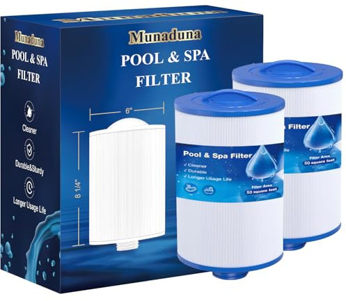 Munaduna Filter Whirlpool Filter für Pool Spa 2 stück, Poolfilter mit Trilobal Gewinde - Filterkartuschen Kartuschenfilter Ersatztei für Unicel 6CH-940, Waschbarer & Hochdurchfluss (45㎡)