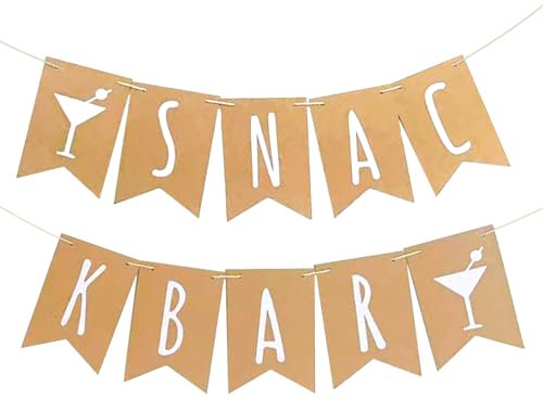 Snackbar Girlande Wimpelkette Snackbar Banner mit Seil Deko Party Girlande aus braunem Kraftpapier, Konfirmation Deko, Hochzeit