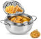 Pentola per friggere con colino, piccola friggitrice a induzione, con termometro, coperchio e scolapiatti, con olio (2,2 l, acciaio inossidabile) per patatine fritte, gamberetti e olio per friggere