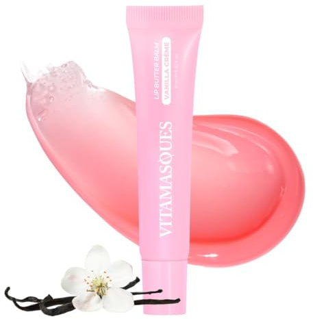 Vitamasques Lip Butter Balm Vanilla Creme, Korean Lip Balm - Peptide Lip Treatment - Lip Balm Hydrating - Light Tinted Lip balm - Made in Korea - 0.33 fl.oz
