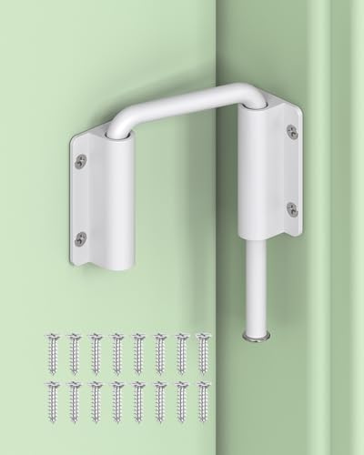 MeBantoo Updated U Patio Sliding Door Loop Lock Latch - 90/180 Degree Stainless Steel Security Bolt Lock for Barn, Garden, Fence Gate, Window - Multi-Angle Mounting (White-1 PC)