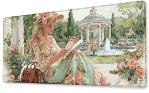 Mousepad Großes Gaming Mauspad XXL Frauen 1600x800x3 mm Schreibtischunterlage rutschfeste Gummibasis Wasserdicht und Langlebig Tastatur Unterlage für Gaming,Büro,Zuhause Extra Vernähten Kanten zj-548