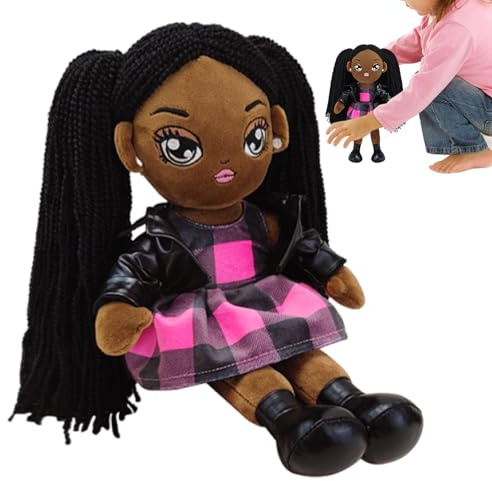 Generisch Schwarze Puppen Für Mädchen,Afroamerikanische Plüschpuppen - Pädagogisches Interaktives Spielzeug Für Kleinkinder Mädchen Geschenkideen Rollenspiel