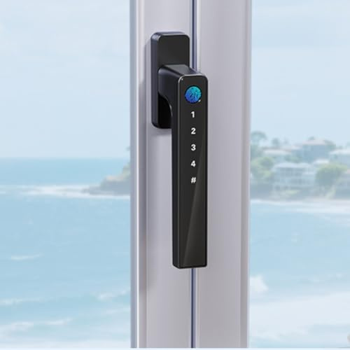 Intelligentes Fingerabdruck-Fensterschloss mit elektronischem Griff, mit Fingerabdruckerkennung, Passworteingabe, und für Tuya Smart App-Entsperrung, sicher und wasserdicht