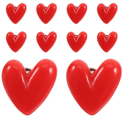 Supvox 10 Stück Herzbroschen aus Harz Kleine Rote Anstecknadeln für Valentinstag Robuste Liebespins für Jacken Taschen Kleidung bei Frauen und Männern