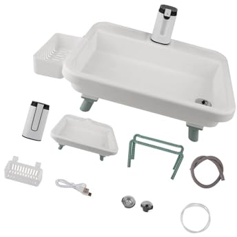 Buxuaaaa Lavabos de gran capacidad con circulación de agua, fregadero de camping al aire libre para jardín, viajes, patio, peso ligero, camping, cocina